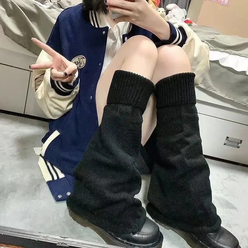 New Japanese Lolita Sweet Girl Leg Warmer Knit Socks Wool Ball Knitted Foot Cover Cosplay Women Autumn Winter Heap Heap Socks
