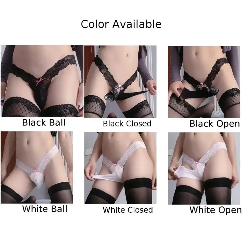 Men's Transparent Sissy Panties Sexy Lace Low Rise Jockstrap Gay Penis Pouch Briefs Ultra-Thin Sheer T-Back G-String Thong Cueca