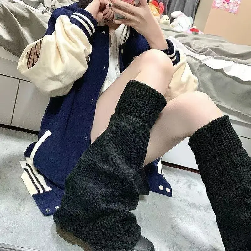 New Japanese Lolita Sweet Girl Leg Warmer Knit Socks Wool Ball Knitted Foot Cover Cosplay Women Autumn Winter Heap Heap Socks
