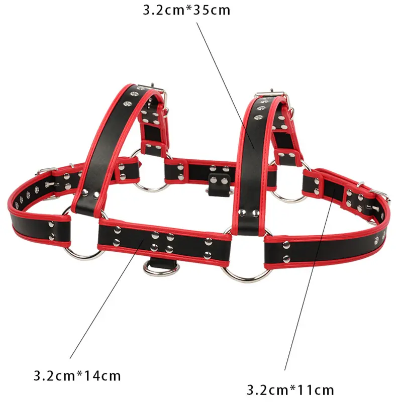 Fetish Gay Faux Leather Chest Harness Men Adjustable Sexual Body Bondage Cage Harness Belts Rave Gay Clothing for Adult Sex