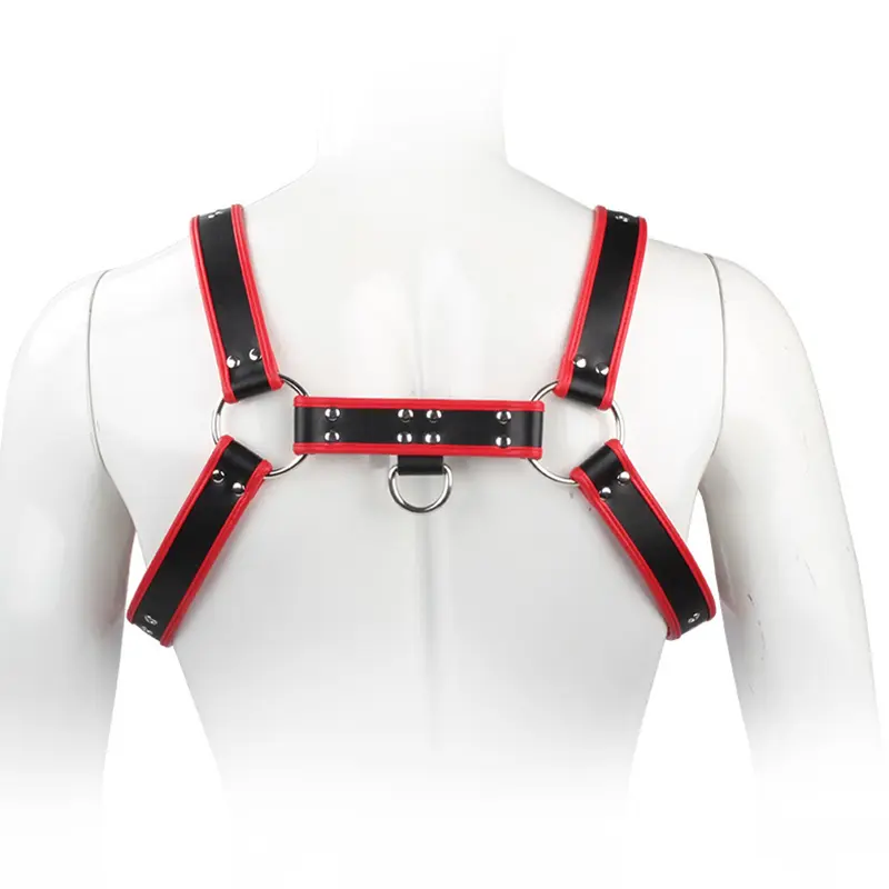 Fetish Gay Faux Leather Chest Harness Men Adjustable Sexual Body Bondage Cage Harness Belts Rave Gay Clothing for Adult Sex