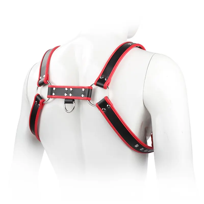 Fetish Gay Faux Leather Chest Harness Men Adjustable Sexual Body Bondage Cage Harness Belts Rave Gay Clothing for Adult Sex