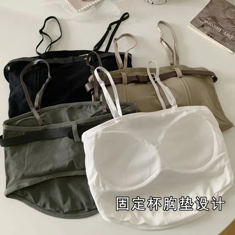 Summer New Hot Girl Outer Wear Chest Pad Spaghetti Straps Chest Wrap Girl's Underwear Sexy Casual Belt Tube Top Beautiful Vest