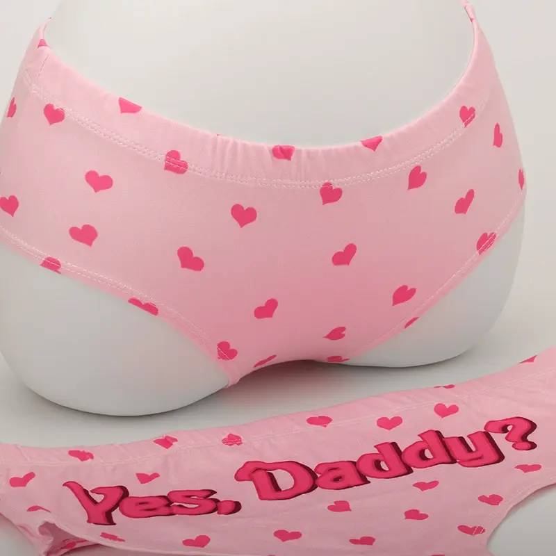 Yes Daddy Cute Cartoon Pink Print Women Underwear Panties Love Pattern Sexy Hip-Lifting Thong Student Briefs Erotic Lingerie