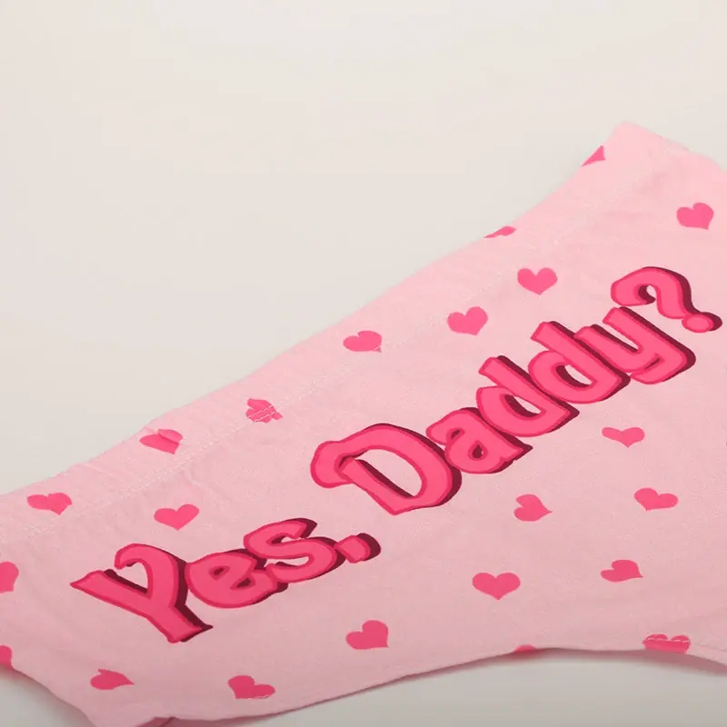 Yes Daddy Cute Cartoon Pink Print Women Underwear Panties Love Pattern Sexy Hip-Lifting Thong Student Briefs Erotic Lingerie