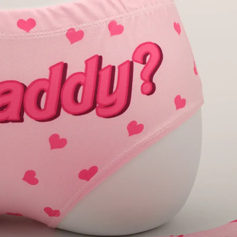 Yes Daddy Cute Cartoon Pink Print Women Underwear Panties Love Pattern Sexy Hip-Lifting Thong Student Briefs Erotic Lingerie