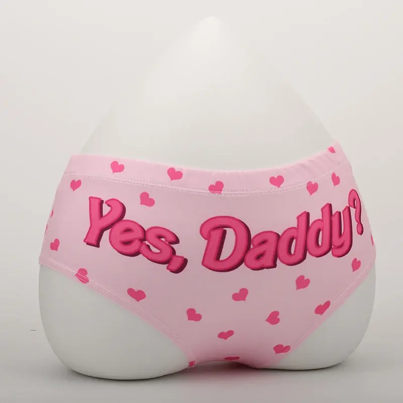 Yes Daddy Cute Cartoon Pink Print Women Underwear Panties Love Pattern Sexy Hip-Lifting Thong Student Briefs Erotic Lingerie