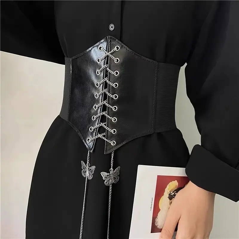 Corset Wide Pu Leather Slimming Body Belts for Women Elastic High Waist Strap Stretch Shaping Girdle Cinto Sobretudo Femme