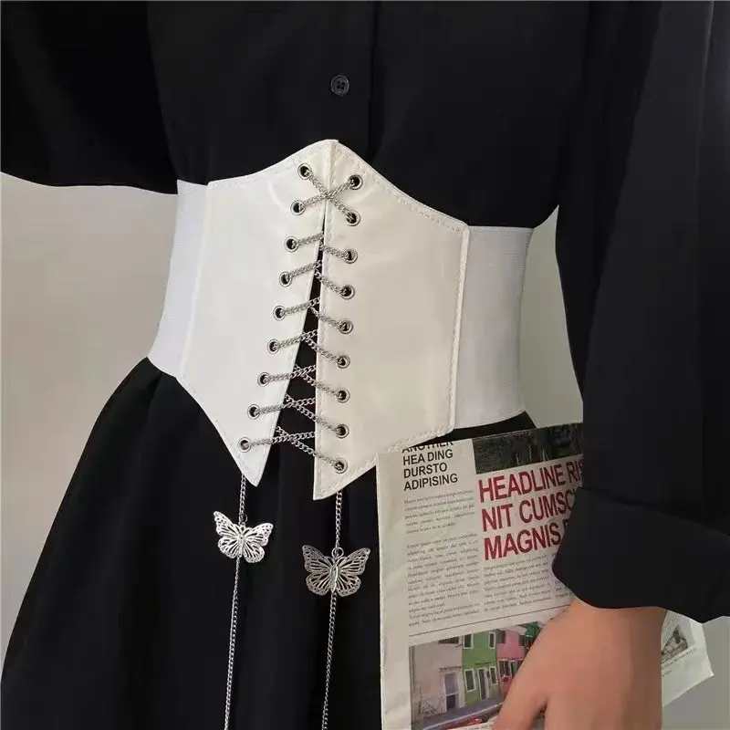 Corset Wide Pu Leather Slimming Body Belts for Women Elastic High Waist Strap Stretch Shaping Girdle Cinto Sobretudo Femme