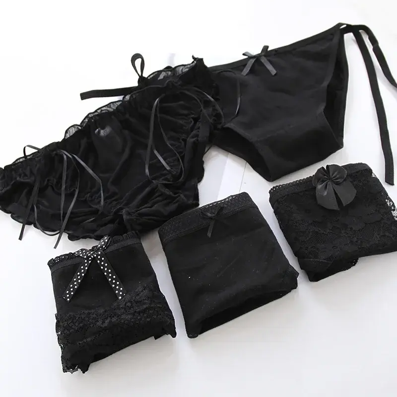 Black Bow Lace Underpant Panties Women Cotton Underwear Seamless Briefs Girls  Panties Lingeries Women's Underwear Panties