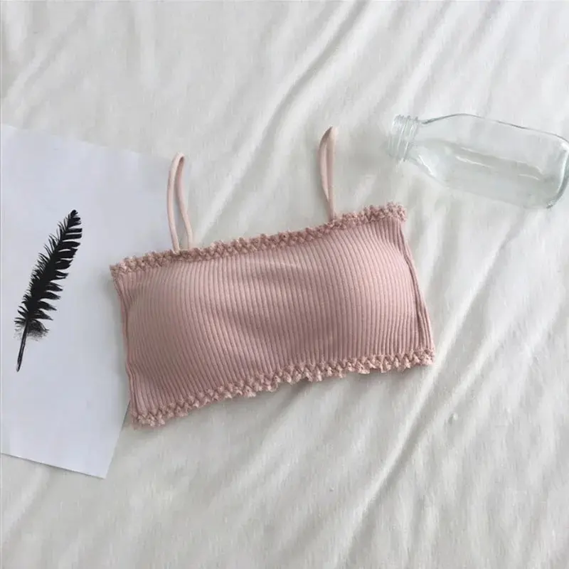 Women's Cotton Bra Female Tube Top Bra Women's Suspender Underwear Beautiful Tank Top Seamless Comfort Sport Bra Lace Tops