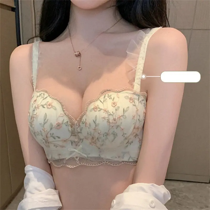Small Breasts Gathered Women's Underwear Flat Chest Collection Side Breast Anti-sagging No Steel Ring Embossed Women's Bra