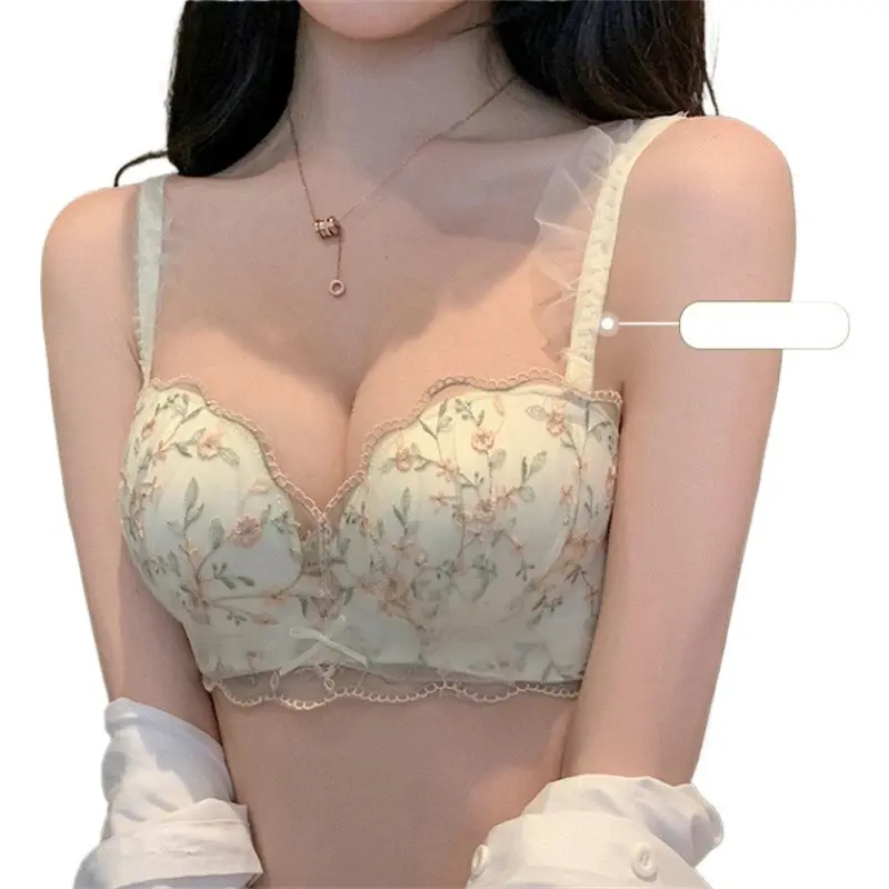 Small Breasts Gathered Women's Underwear Flat Chest Collection Side Breast Anti-sagging No Steel Ring Embossed Women's Bra