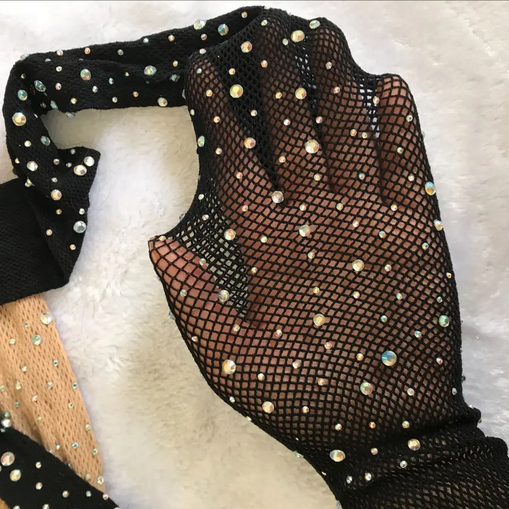 Summer Fishnet Diamond Pantyhose Women Sexy Fashion Shiny Net Tights Female Slim Rhinestone Mesh Nylon Stockings Tights