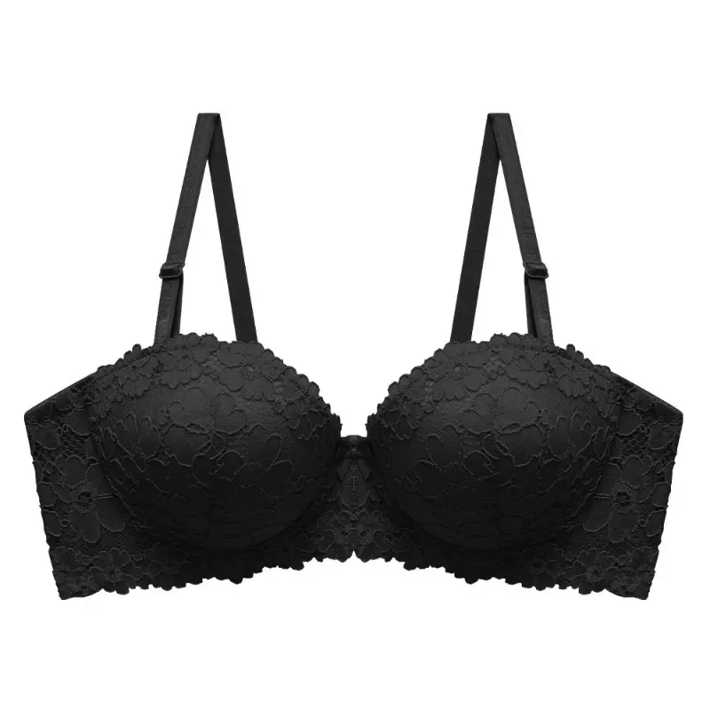 Thickened Underwear Women's Small Breasts Gather Together with Steel Rings Shaped Upper Support A Cup Flat Bra Double Bralette