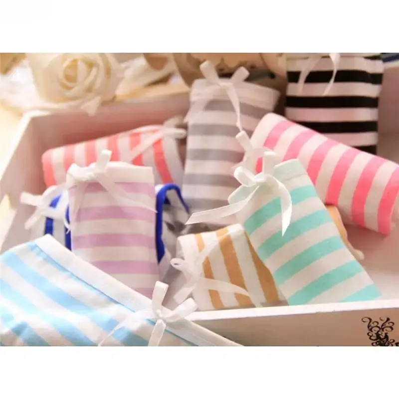 Women Cute Sexy Underwear Panties Stripes Navy Bowknot Tanga Lovely Women Panties Cotton Briefs