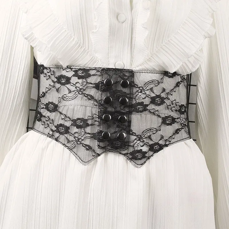 Fashion Lace Corset Wide Belts Faux Leather Slimming Body Shaping Girdle Belt for Women Elastic Tight High Waist for Daily Wear