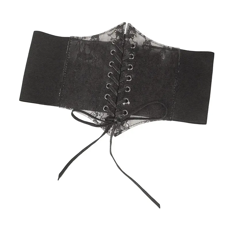 Fashion Lace Corset Wide Belts Faux Leather Slimming Body Shaping Girdle Belt for Women Elastic Tight High Waist for Daily Wear