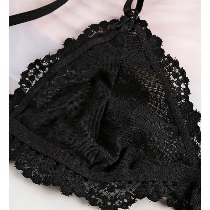 Lace Bras for Women Wireless Bralette Transparent Lace Underwear Women's Push Up Bra Solid Color Sexy Lingerie Backless Bra