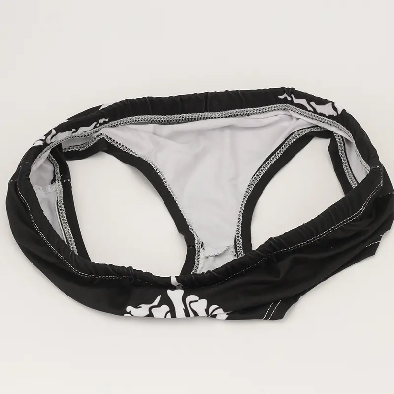 Halloween Skull Cartoon Black Print Women Underwear Panties Finger Bones Sexy Hip-Lifting Thong Student Briefs Erotic Lingerie