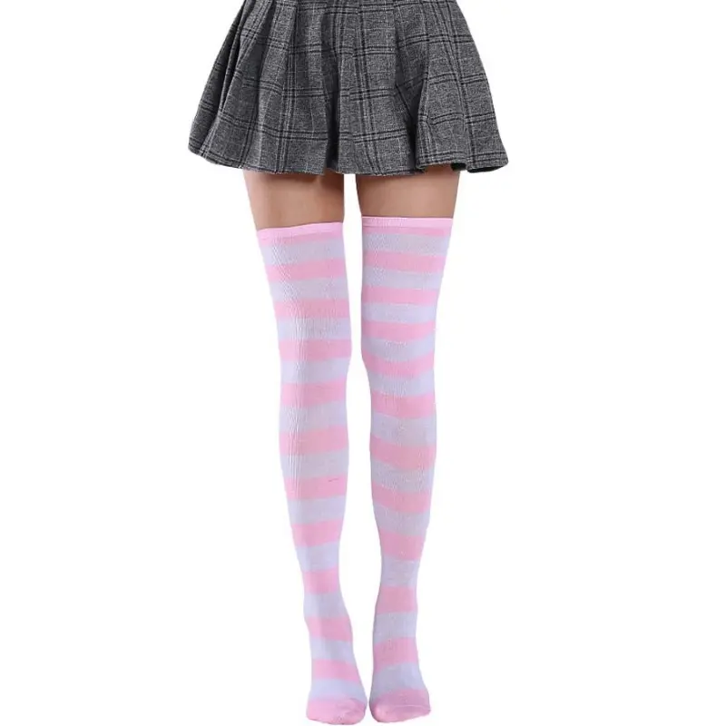 Hot New Cute Sock Stockings Women's Japanese-style Blue White Stripe Knee Legs Sock COSPLAY Anime WOMEN'S Sock