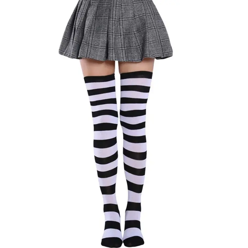 Hot New Cute Sock Stockings Women's Japanese-style Blue White Stripe Knee Legs Sock COSPLAY Anime WOMEN'S Sock