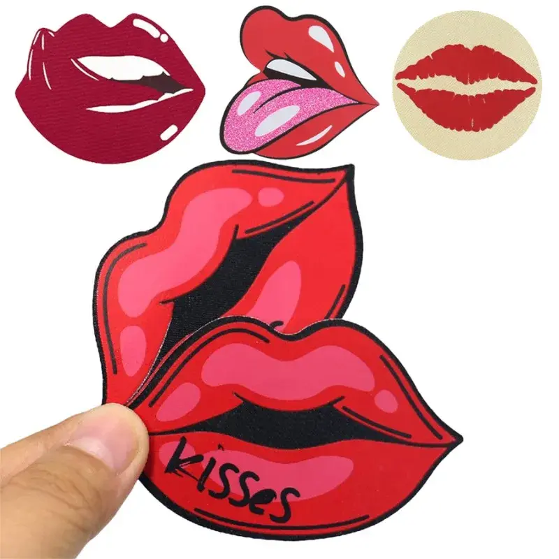 8pcs KISS Red Lip print Shape Women Self-Adhesive Disposable Satin Nipple Cover Breast Pasties Stickers for Strapless Clothes