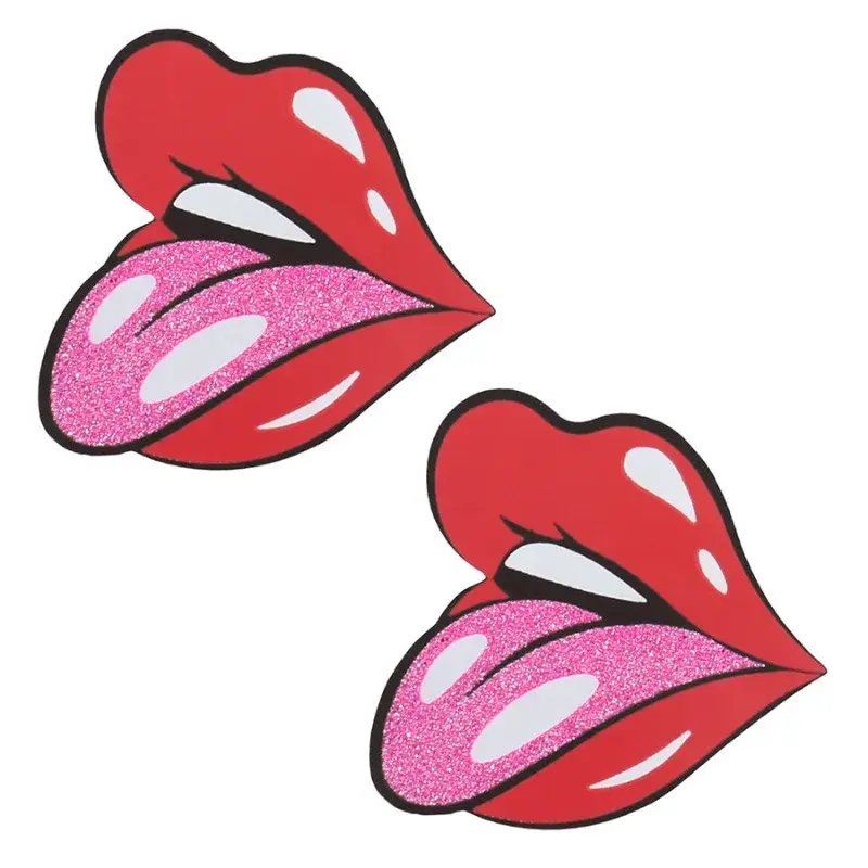 8pcs KISS Red Lip print Shape Women Self-Adhesive Disposable Satin Nipple Cover Breast Pasties Stickers for Strapless Clothes