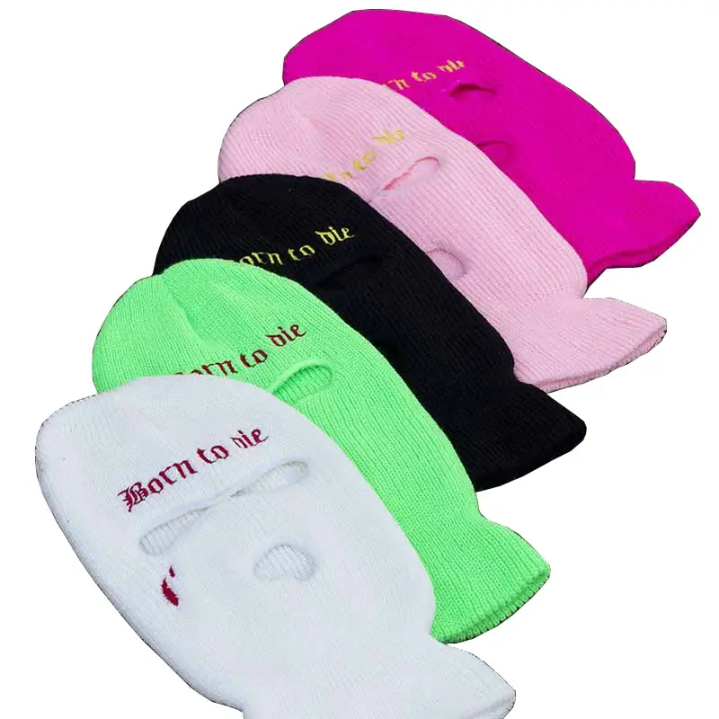 Embroidery Balaclava 3 Hole Full Face Mask Army Tactical Mask Ski Winter Hat Halloween Party Balaclava Cycling Hedging Cap