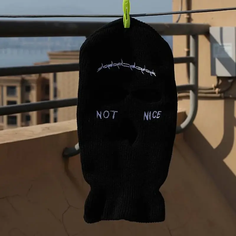 Embroidery Balaclava 3 Hole Full Face Mask Army Tactical Mask Ski Winter Hat Halloween Party Balaclava Cycling Hedging Cap