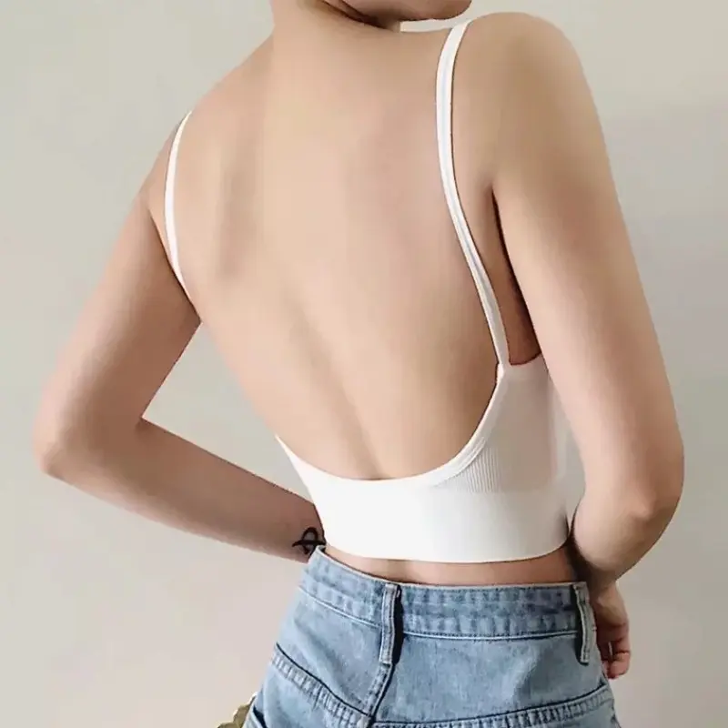 Top Women Seamless Bralette Sexy Crop Top Women's Underwear Seamless Strap Tube Top Sensual Lingerie Woman Beautiful Back Bra