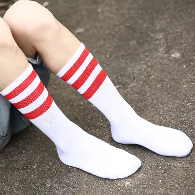 New Men/Women 3 Three Stripes Cotton Socks Retro Old School  Hiphop Skate Long Short  Meias  Harajuku White Black Winter Cool