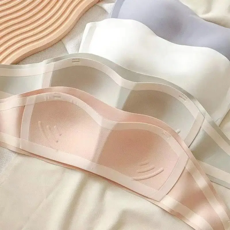 Women's Bra Strapless Underwear Thin Non Slip Non Marking Invisible Collection Breast Supplement  Jelly Bra