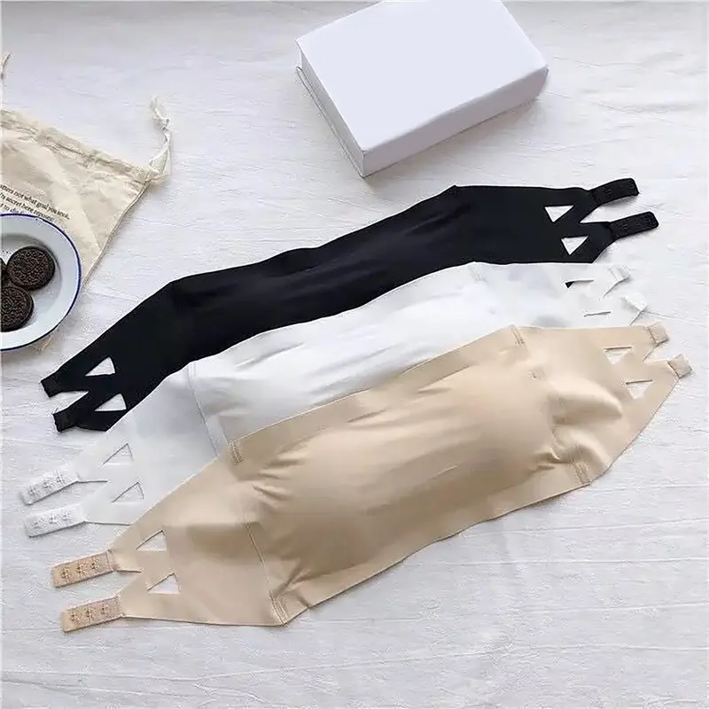 New One Piece Seamless Tube Tops Women Invisible Bra Intimates Strapless Bustier Bandeau Breathable Wrapped Chest Underwear