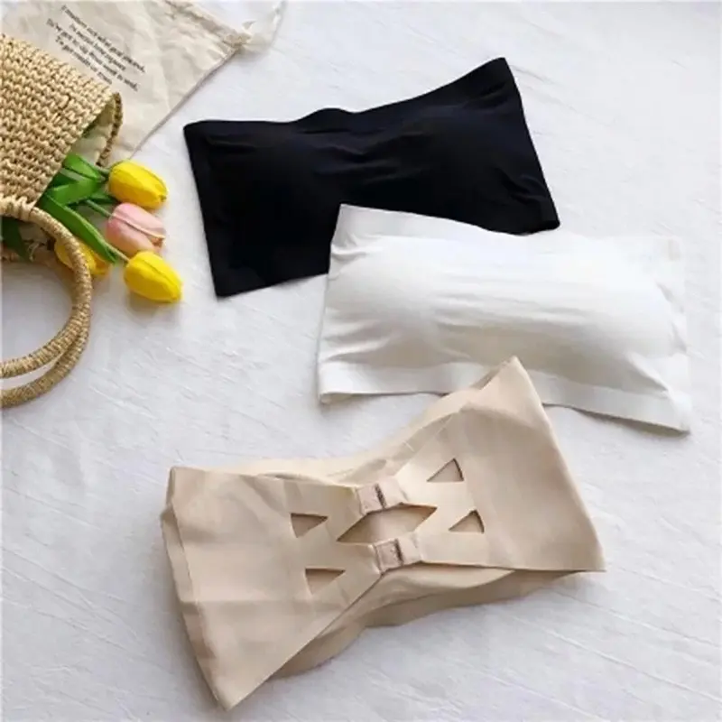 New One Piece Seamless Tube Tops Women Invisible Bra Intimates Strapless Bustier Bandeau Breathable Wrapped Chest Underwear