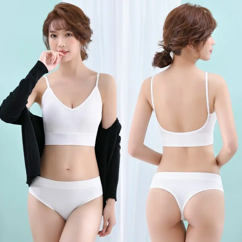 Women Underwear Set Wireless Lingerie Panties Bra Sexy G-String Seamless Tank Crop Top Brassiere New