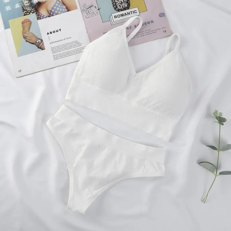 Women Underwear Set Wireless Lingerie Panties Bra Sexy G-String Seamless Tank Crop Top Brassiere New