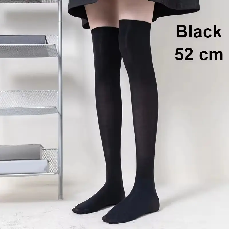 Solid Color Lolita Long Stockings JK Women Girls Cute Black White Tights Over Knee Thigh High Socks Cosplay Sexy Nylon Stockings