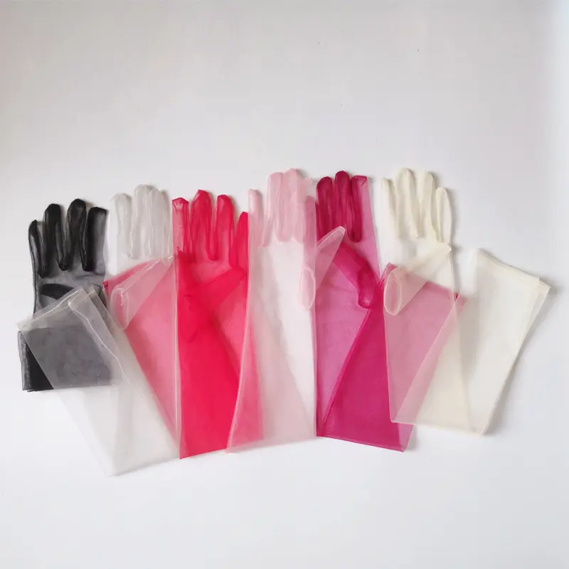 Women Sexy Lace Gloves White Mesh Tulle Gloves Lady Summer Sunscreen Mittens for Lady Driving Gloves Thin Elbow Long Gloves