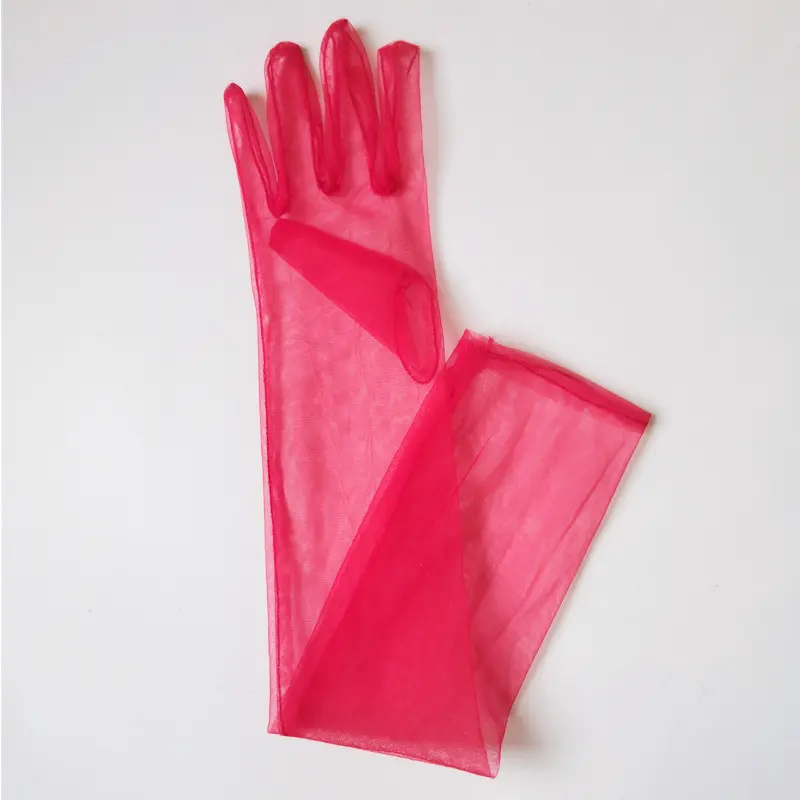 Women Sexy Lace Gloves White Mesh Tulle Gloves Lady Summer Sunscreen Mittens for Lady Driving Gloves Thin Elbow Long Gloves