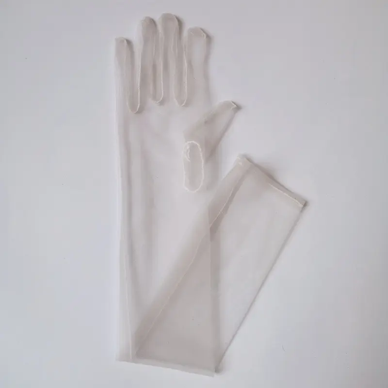 Women Sexy Lace Gloves White Mesh Tulle Gloves Lady Summer Sunscreen Mittens for Lady Driving Gloves Thin Elbow Long Gloves
