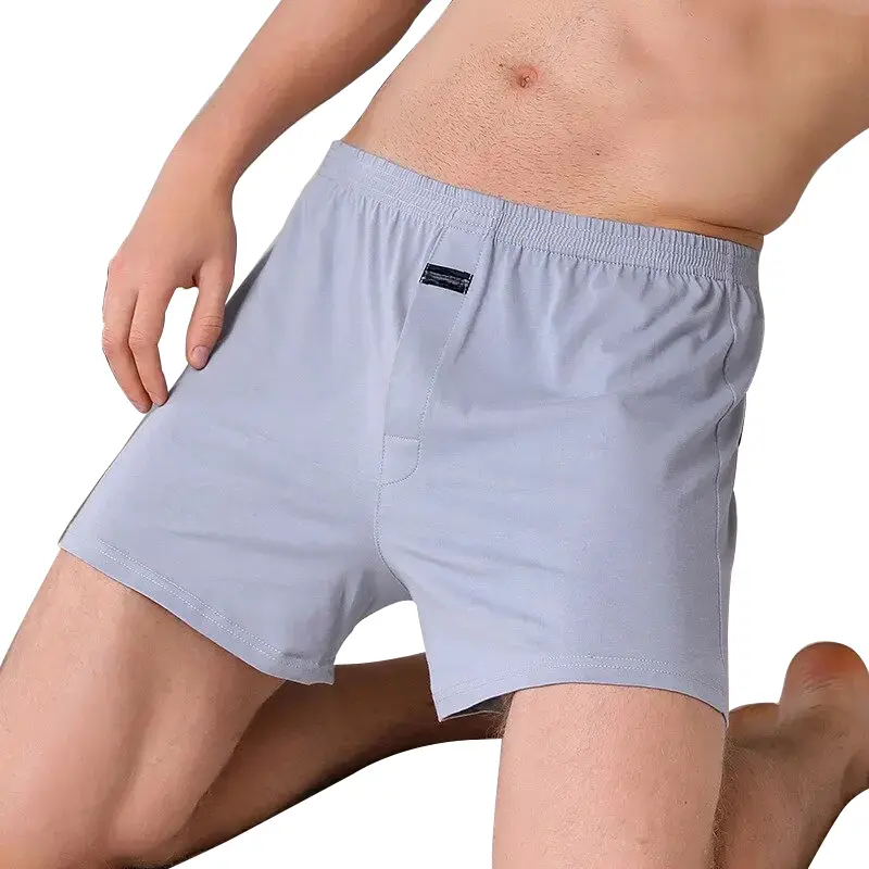 Men's Cotton Boxer Briefs Underpants Pants Sleep Underpants Boys Shorts Comfortable Loose-fitting Underwear Lounge Pants