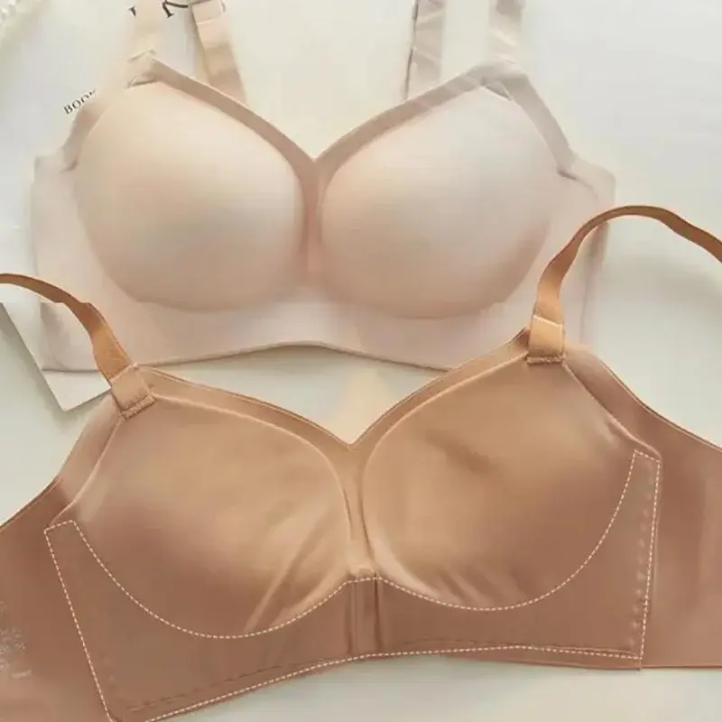 Thickened Steamed Bun Fixed Cup Integrated External Expansion Underwear Women's Flat Chest Small Chest Gathered Big Bra Bras
