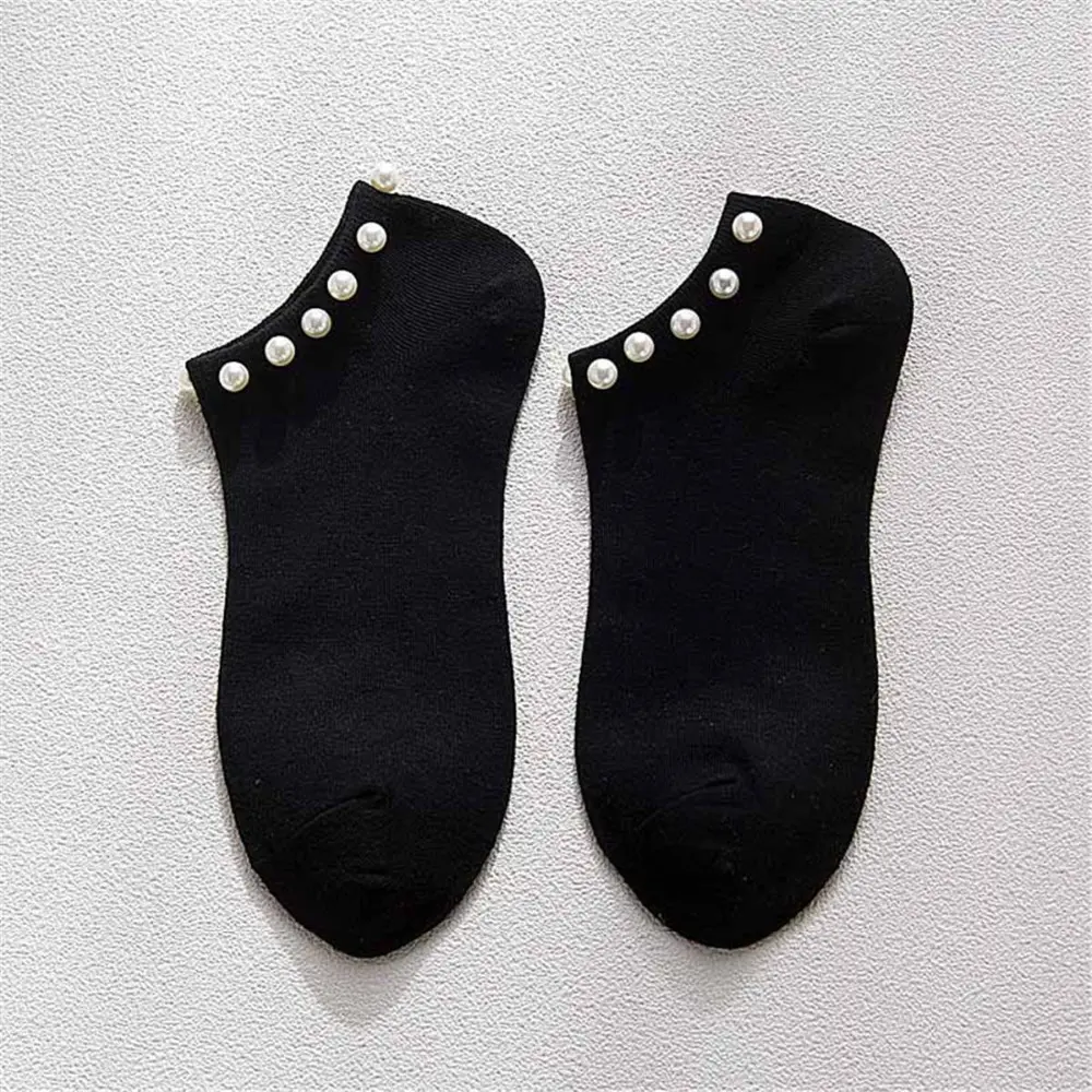 9 Colors Women Socks Cotton Lovely Candy Color Imitation Pearl Women's Socks.Casual Ladies Girl's Short female Socks Sox Hosiery