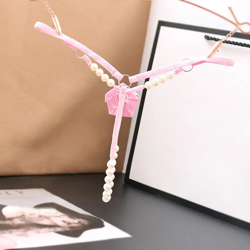 Beading Women Sexy Panties Rose Ladies Underwear Thin-Strap Female G-String Pearl Massage Pants Open Crotch Woman Lingerie Thong
