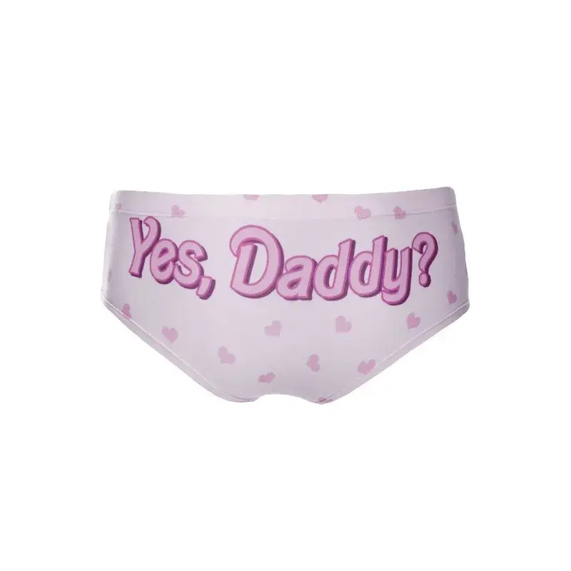 Yes Daddy Cute Cartoon Pink Print Women Underwear Panties Love Pattern Sexy Hip-Lifting Thong Student Briefs Erotic Lingerie