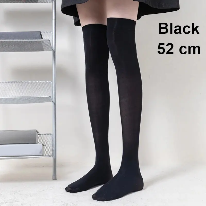 Solid Color Lolita Long Stockings JK Women Girls Cute Black White Tights Over Knee Thigh High Socks Cosplay Sexy Nylon Stockings