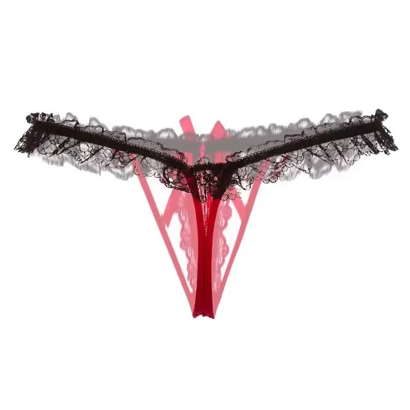 Sexy Women's Panties Lingerie G String Thongs Lace Underwear Female Perspective Women's Thong Pearl Panties Transparent Knickers