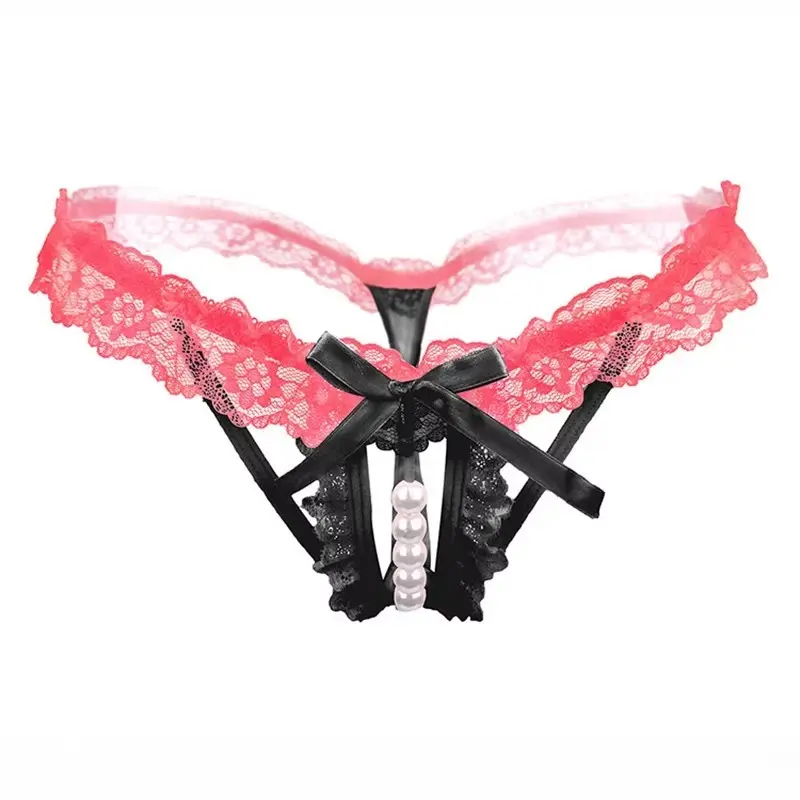 Sexy Women's Panties Lingerie G String Thongs Lace Underwear Female Perspective Women's Thong Pearl Panties Transparent Knickers