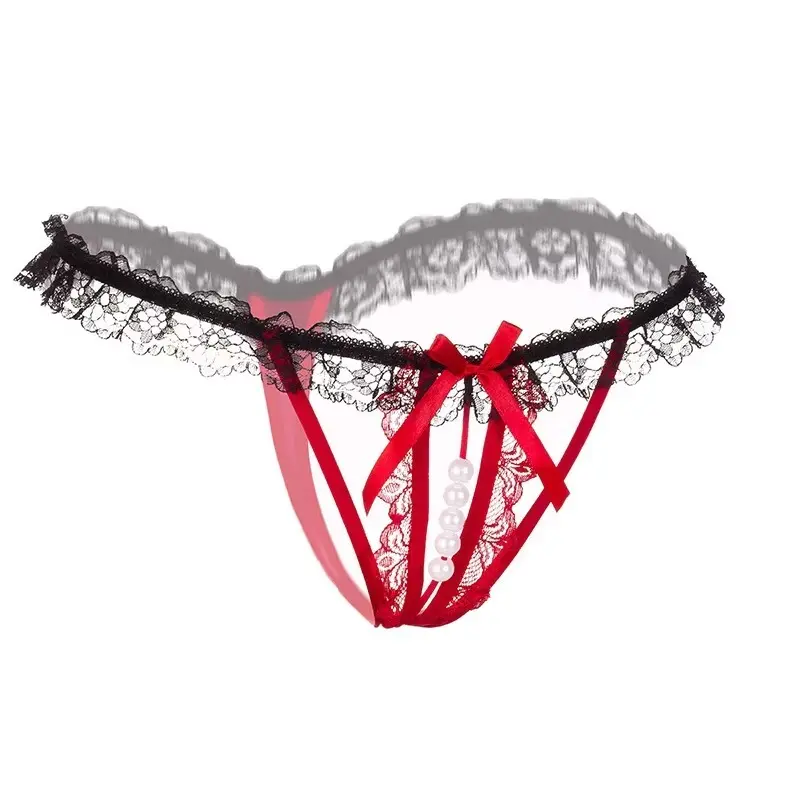 Sexy Women's Panties Lingerie G String Thongs Lace Underwear Female Perspective Women's Thong Pearl Panties Transparent Knickers